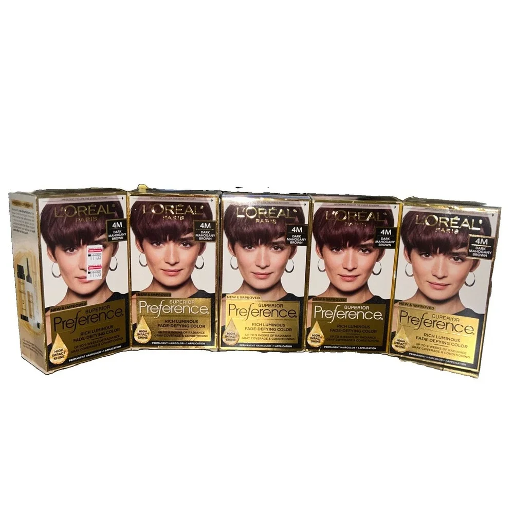 Lot Of 5 L'Oreal Superior Preference Permanent Hair Color 4M Dark Mahogany Brown